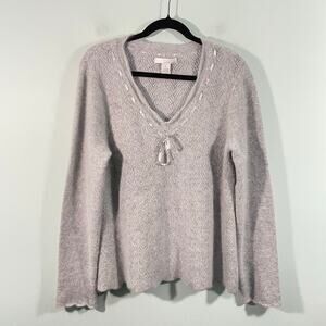 Vtg Lucy & Laurel Grey Feminine Angora Rabbit Hair & Wool Blend Sweater Size L